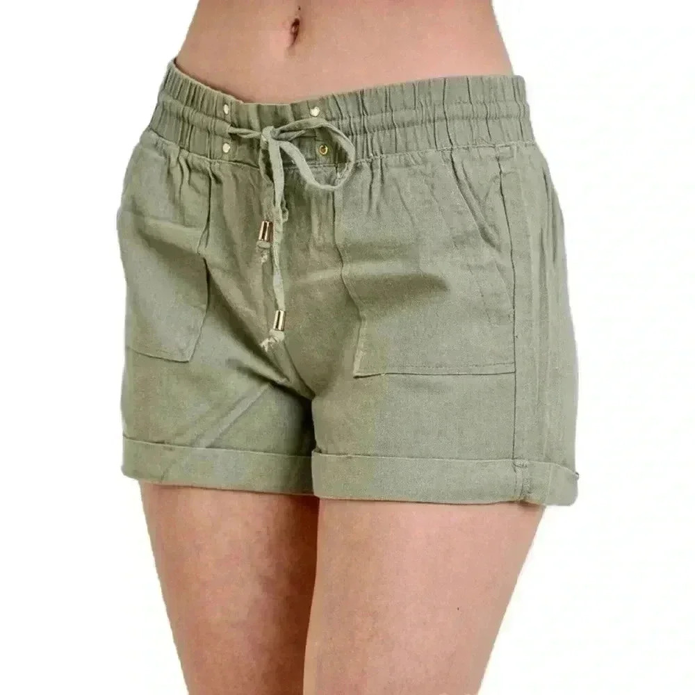 “Ellen” Linen Shorts with Elastic Waistband